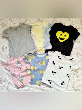 Girls 18M Summer Shirt Bundle Short Sleeve H&M Tottini Art Class Cat & Jack EUC